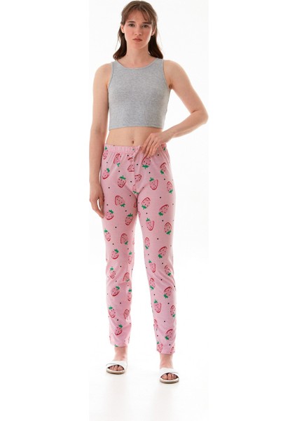 Çilek Baskılı Pijama Altı