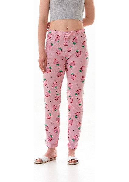 Çilek Baskılı Pijama Altı