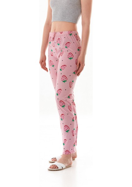 Çilek Baskılı Pijama Altı