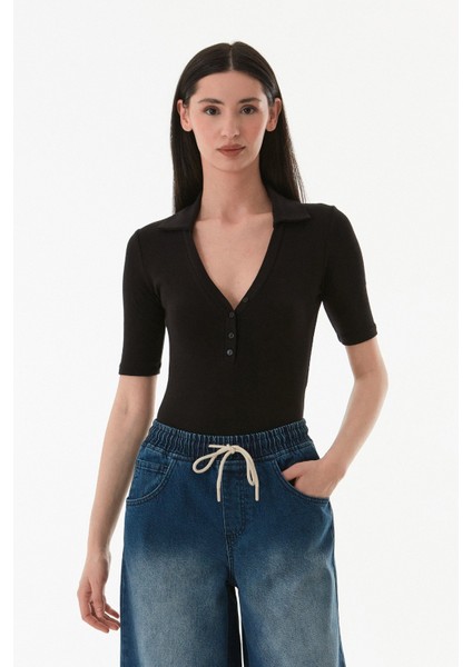 Basic Polo Yaka Çıtçıtlı Likralı Modal Body