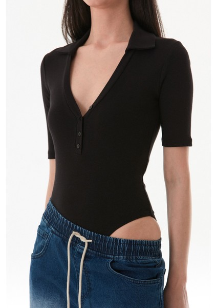 Basic Polo Yaka Çıtçıtlı Likralı Modal Body indirimleri