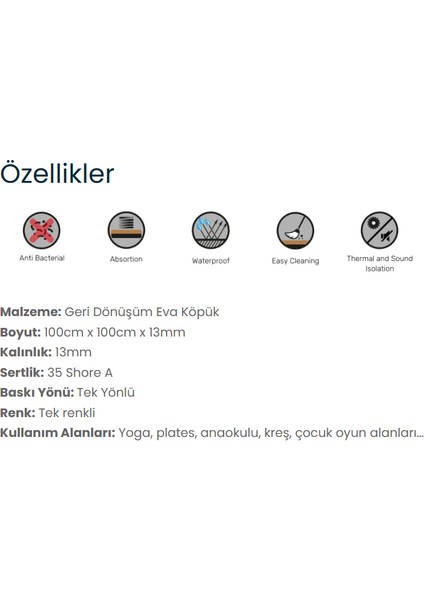 1,3 Cm 100x100 Tatami Zemin Minderi – Darbe Emici, Kolay Temizlik Ev, Okul, Fitness Için Çok Amaçlı Zemin Çözümü modelleri