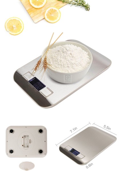 Dijital Gıda Ölçeği Paslanmaz Çelik (1gr- 5 kg )Hassas Ölçek LCD Ekran Diyet Ölçü Mutfak Terazisi