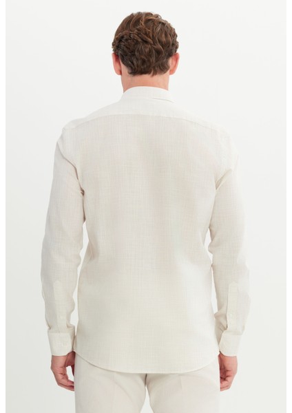 %100 Pamuk Slim Fit Düğmeli Yaka Gömlek