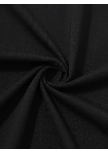 Baskılı Oversize Bisiklet Yaka T-Shirt - Siyah