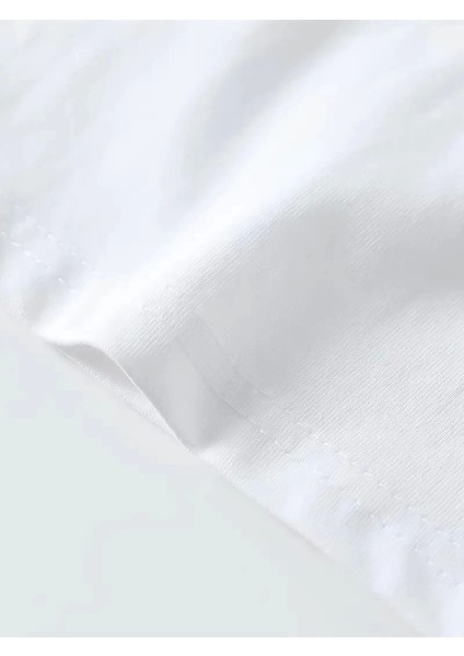 Baskılı Oversize Bisiklet Yaka T-Shirt - Beyaz