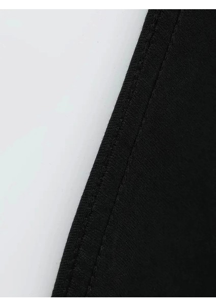 Baskılı Oversize Bisiklet Yaka T-Shirt - Siyah