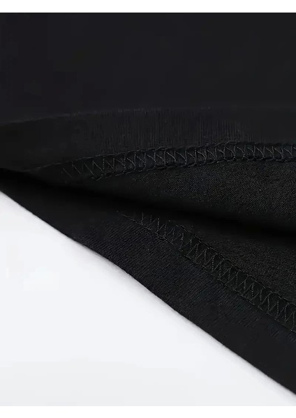 Baskılı Oversize Bisiklet Yaka T-Shirt - Siyah indirimleri