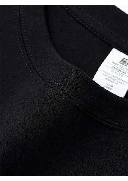 Baskılı Oversize Bisiklet Yaka T-Shirt - Siyah indirimleri