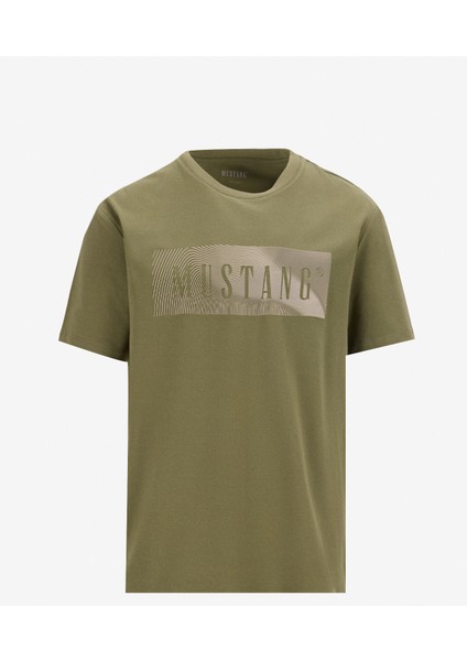 Bisiklet Yaka Baskılı Haki Erkek T-Shirt M5SM-TST1287