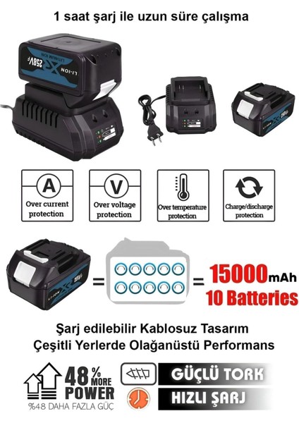 Şarjlı 24 Parça 258VF 5AH Kömürsüz Brushless Böhrer 10MM Çift Bataryalı Akülü Vidalama Matkap modelleri