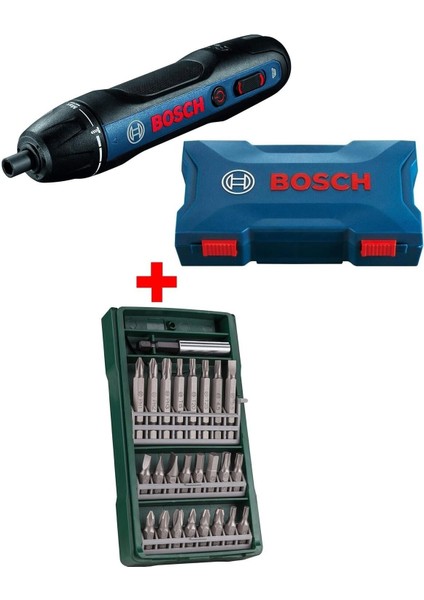 Go 2 Akülü Vidalama Şarjlı Matkap 25 Parça Vidalama Ucu Seti + 8 Parçalı Bosch Alyan