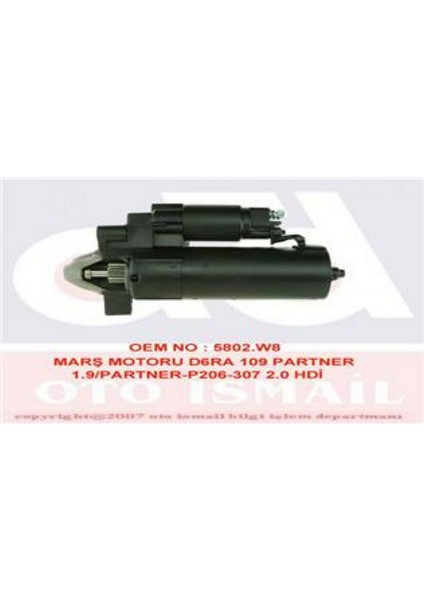 Marş Motoru D6RA 109 Partner 1.9/PARTNER-P206-307 2.0 Hdi Gnzrz