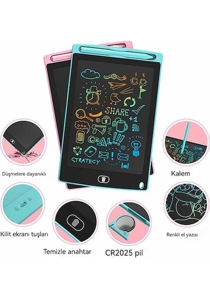 8,5 Inç Çok Renkli LCD Yazı Çizim Tableti, Ofis ve Yaratıcı Kullanım Için Ideal Grafik Tableti (Yurt Dışından)