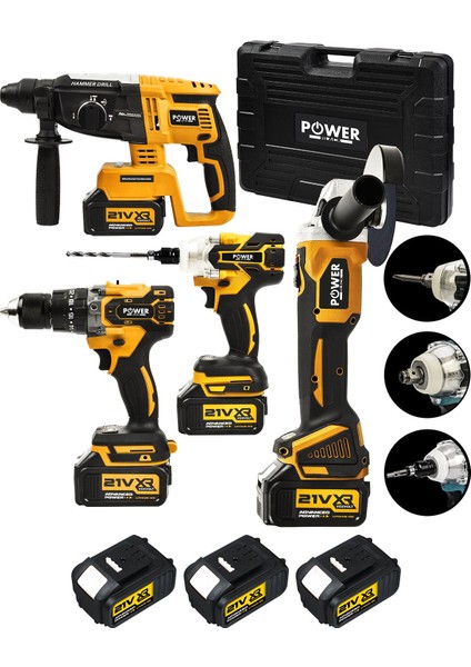 Profesyonel Brushless 4'lü Set 2-26 Şarjlı Hilti-Şarjlı TAŞLAMA-13MM Şarjlı Darbeli Matkap