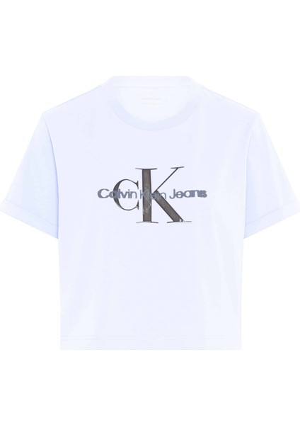 Bisiklet Yaka Baskılı Beyaz Kadın T-Shirt LV047AB814YAA