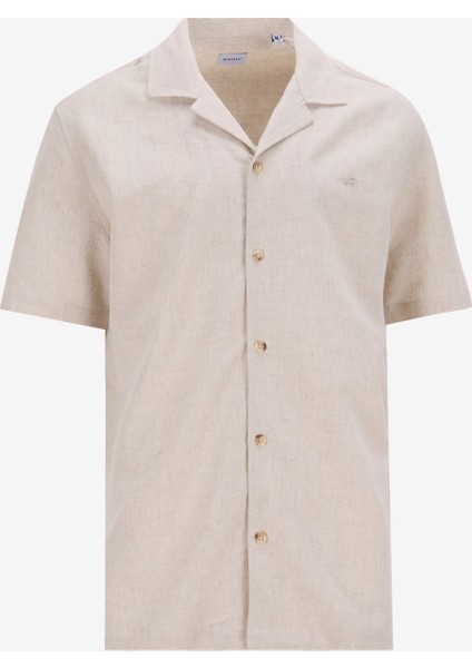 Relaxed Bej Nakışlı Erkek Gömlek M5SM-GML1048