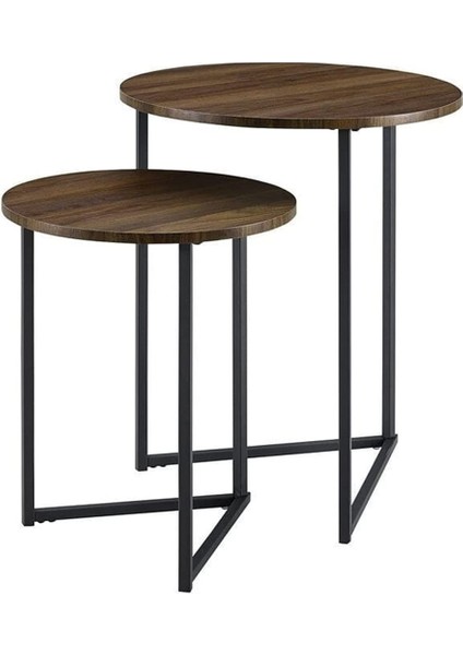 Metal Ahşaplı Sehpa Ikili Yan Sehpa Modeli Zigon Sehpa Orta Sehpa Metal Sehpa