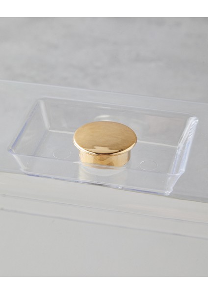 Lustre Cam Kapaklı Kek Standı 36,5 x 17,5 cm Krem-Gold