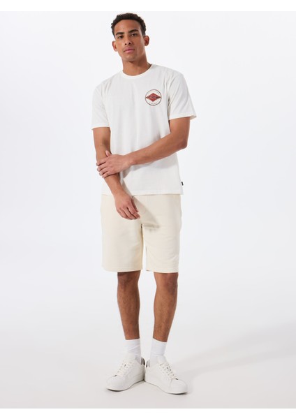 Rotor Dıamond Regular Tee 24A351540 Krem Bisiklet Yaka Regular Fit Düz Erkek T-Shirt