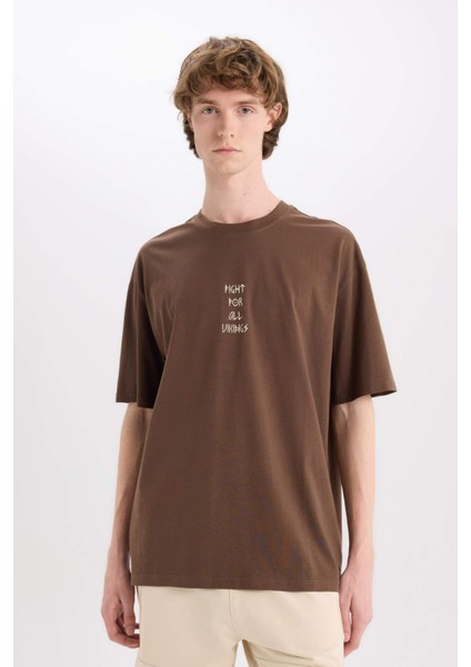 %100 Pamuk Vikings Valhalla Boxy Fit Bisiklet Yaka Sırt Baskılı Kısa Kollu Tişört E3279AX25SM modelleri