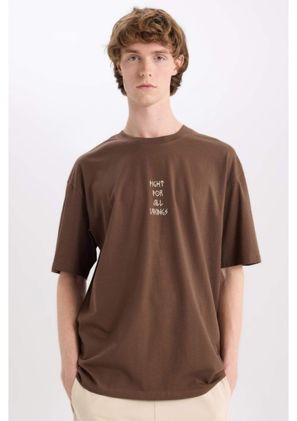 %100 Pamuk Vikings Valhalla Boxy Fit Bisiklet Yaka Sırt Baskılı Kısa Kollu Tişört E3279AX25SM fırsatları