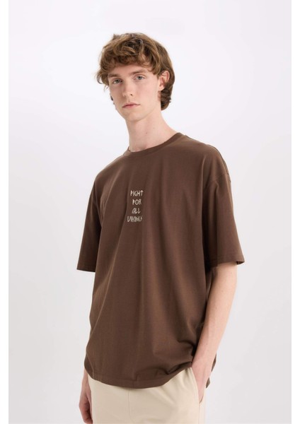 %100 Pamuk Vikings Valhalla Boxy Fit Bisiklet Yaka Sırt Baskılı Kısa Kollu Tişört E3279AX25SM indirimleri