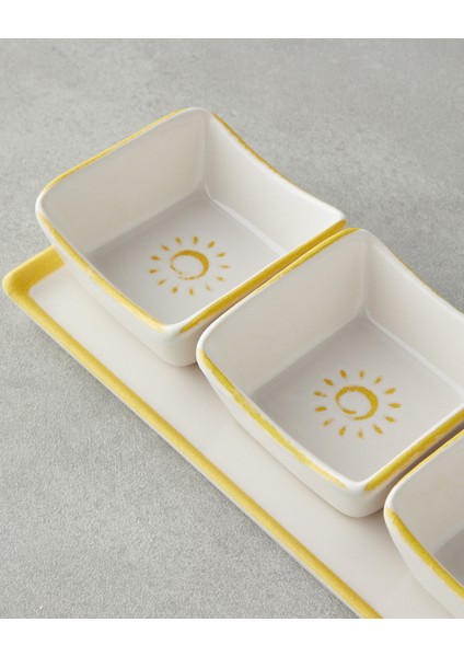 Sunny Seramik 3 Bölmeli Kahvaltılık 4 Parça Sarı