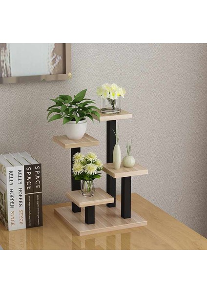 Ahşap Çiçek Standı Metal Çiçeklik Raflı Çiçek Standı