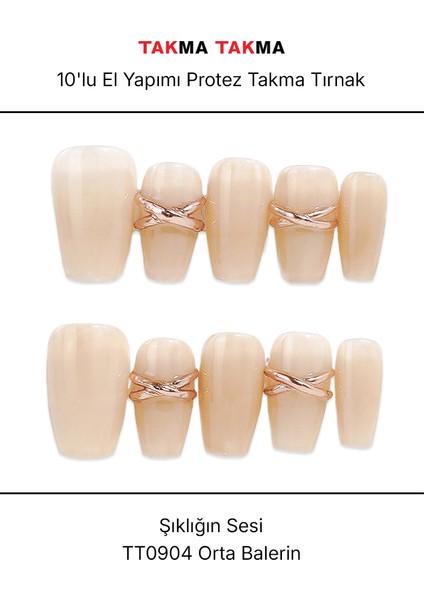 Protez Takma Tırnak Tekrar Kullanılabilir El Yapımı Hora Zamanı - 10'lu Orta Balerin S-Pembe