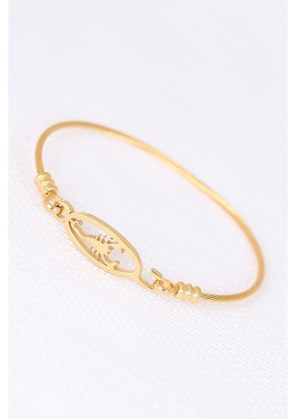 Gold Çelik Akrepli Erkek Kelepçe Bileklik