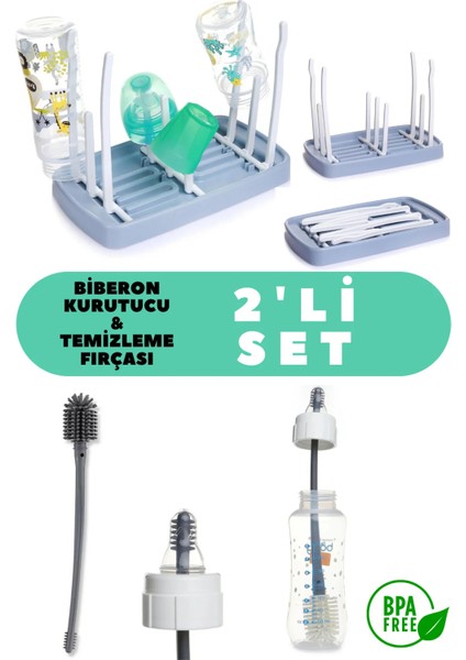 Biberon Kurutucu ve Temizlik Fırçası 2'li Set