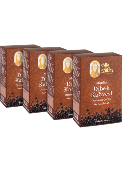 Sultan Mardin Dibek Kahvesi 250 G (4'lü Paket) - Otantik ve Geleneksel Zengin Lezzet - Menengiç, Türk Kahvesi ve Kakule Olmak Üzere Farklı Bileşen Içerikli