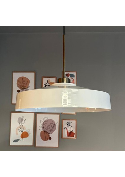 Açe Beyaz Tekli Ince Eskitme Başlık Avize Retro Sarkıt Ofis Showroom Salon Mutfak Avizeleri