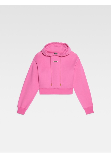 Klasik Cropped Grosgrain Logo Kapüşonlu Hoodie Pamuk Fleece, Şık Tasarım fırsatları