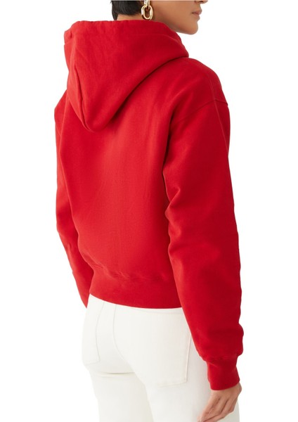 Gros Grain Kapüşonlu Sweatshirt - Koyu Kırmızı