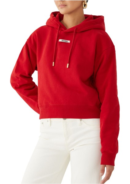 Gros Grain Kapüşonlu Sweatshirt - Koyu Kırmızı