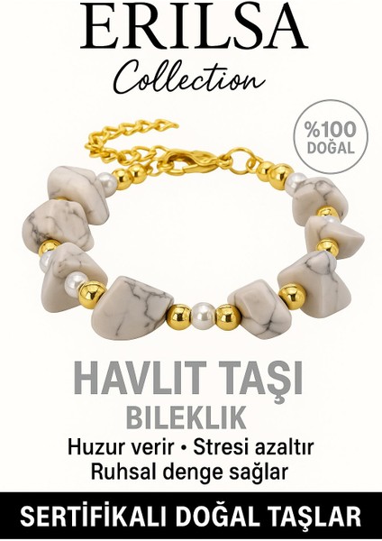 Sertifikalı Inci ve Havlit Taşı Bileklik – Huzur ve Denge
