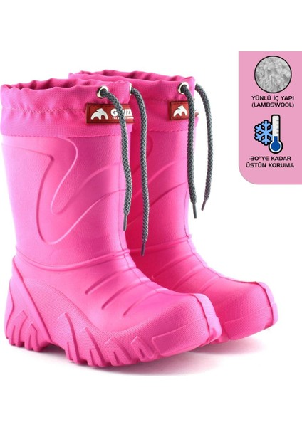 Grizzly Eva Çocuk Kürklü Pembe Yağmur Çizmesi (835) 34/35