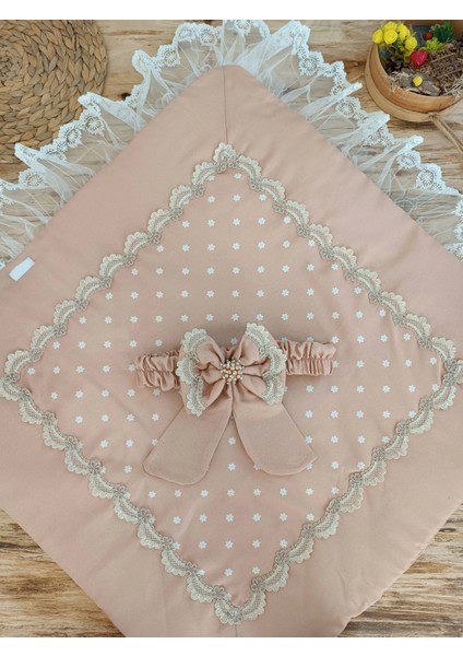 Yenidoğan Pamuk Papatya Desenli Trilüks Unisex Kundak Bebek Battaniyesi Kahverengi modelleri