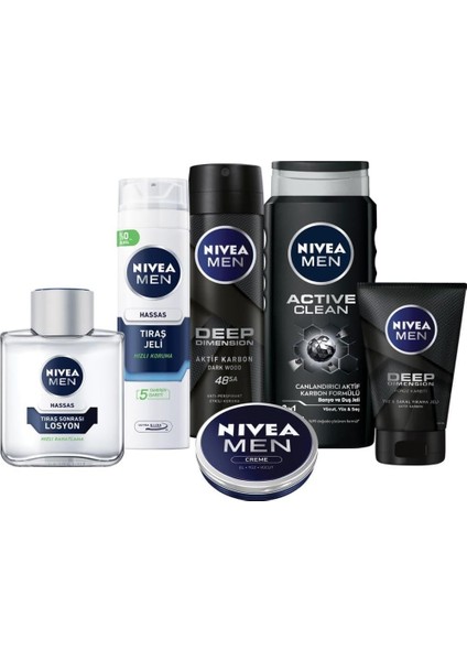 Men Erkek Bakım Damat Seti, Deodorant, Duş Jeli, Yüz&Sakal Yıkama Jeli, Tıraş Jeli, Tıraş Sonrası Losyon ve Krem