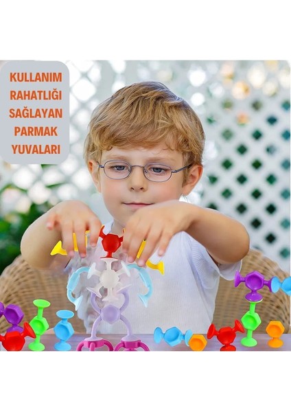 Shopist Vakum Molekül 25 Parça Yapı Taşları Fidget Duyusal Eğitici Oyuncak Squigz Blok