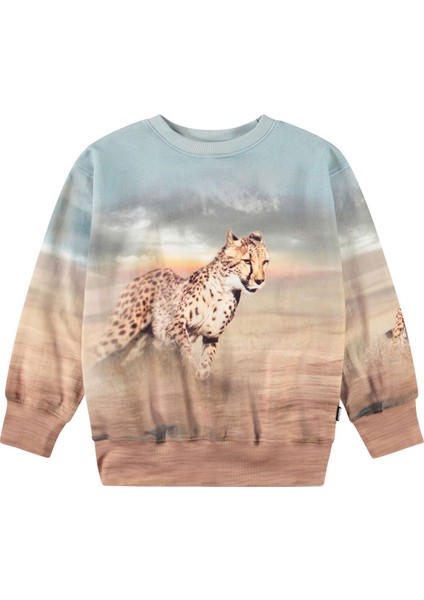 Çocuklar Için Eğlenceli Çita Desenli Sweatshirt