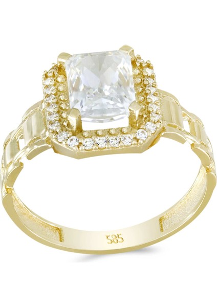 Altın Baget Taşlı Yüzük T074308