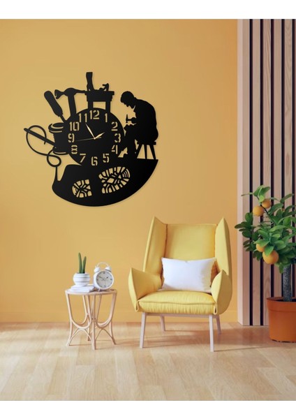 Dikiş Nakış Işleri Temalı Terziler ve Kumaşçılara Özel Tasarımlı Dekoratif Metal Duvar Saati