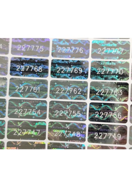 Altın Hologramlı Garanti Etiketi Seri Numaralı 1 x 2 cm 980 Adet