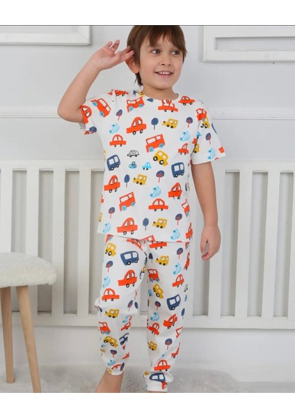 Erkek Çocuk %100 Pamuklu Araba Desenli Pijama Takımı fiyatları