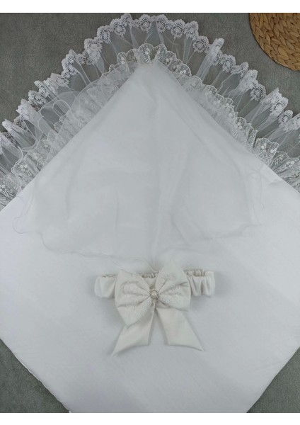 Yenidoğan Bambu Taç Nakışlı Delüks Kundak Bebek Battaniyesi Ekru modelleri