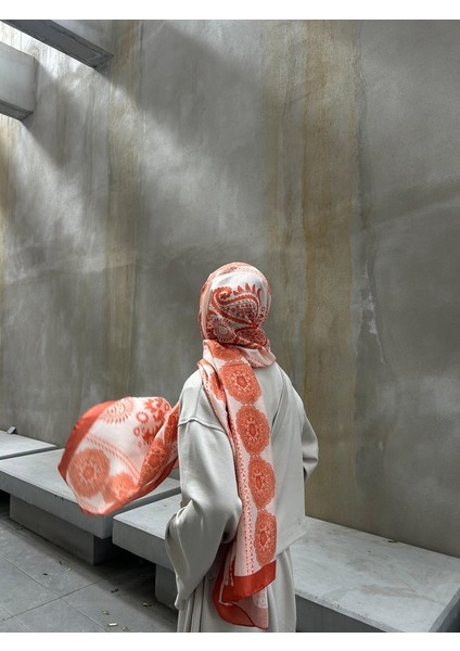 Pamuklu Soft Arya Desen Şal-Orange
