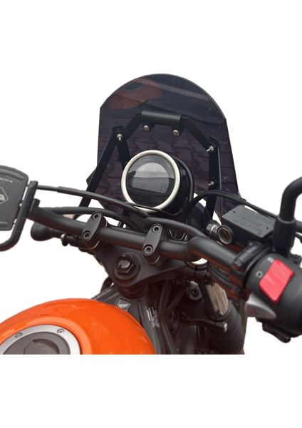 Honda cl 250 Uyumlu Navigasyon Barlı Füme Retro Tur Camı - Siperlik